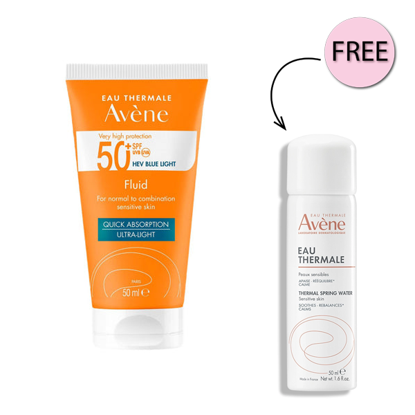 Avene Fluid Sunscreen 50ml + Free Thermal Water 50ml