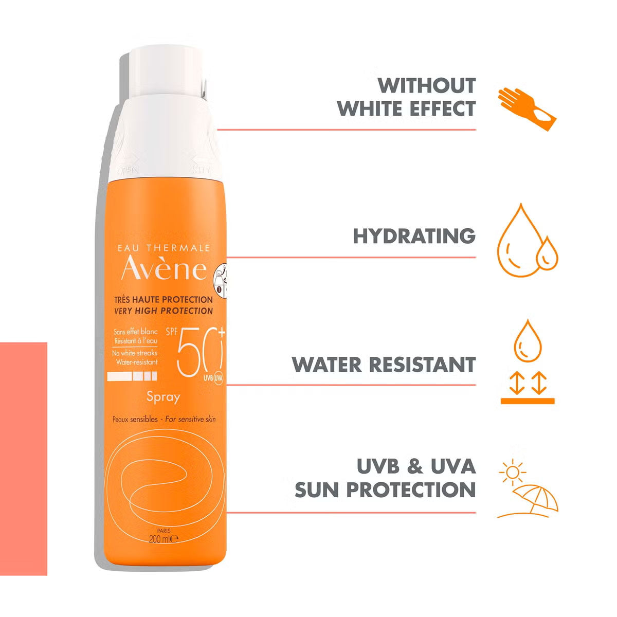 بخاخ أفين صن كير للحماية العالية جدًا SPF50+ 200 مل بخاخ أفين صن كير للحماية العالية جدًا SPF50+ 200 مل