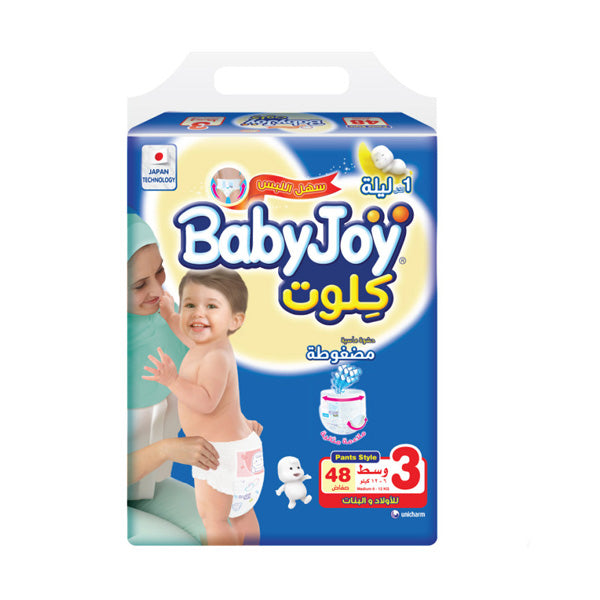Baby Joy Pants Medium Size 3, 612 Kg, 48 Pieces بيبي جوي حفاضات كلوت