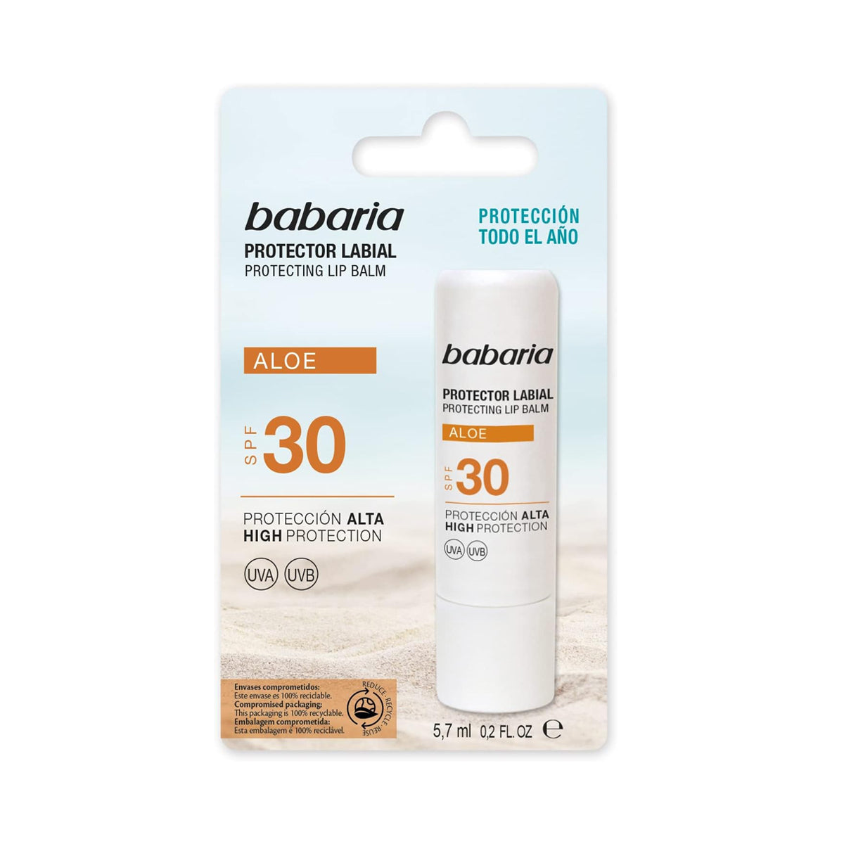 Babaria Aloe Protector Lip Balm Spf30+ Vit E - 5.7ml