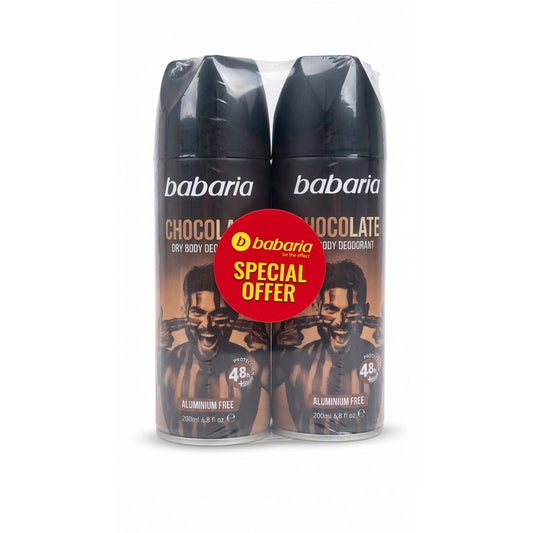 Babaria Body Spray Deodorant Chocolate  Men 2 x 200ml Offer