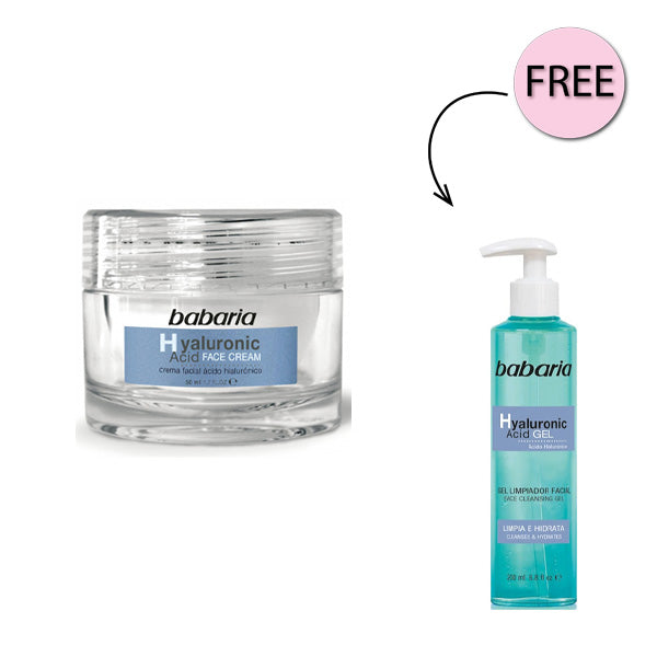 Babaria Hyaluronic Acid Pack Cream 50ml + Babaria Hyaluronic Acid Cleanser 200ml Free