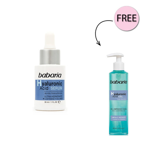 Babaria Hyaluronic Acid Pack Serum 30ml + Babaria Hyaluronic Acid Cleanser 200ml Free