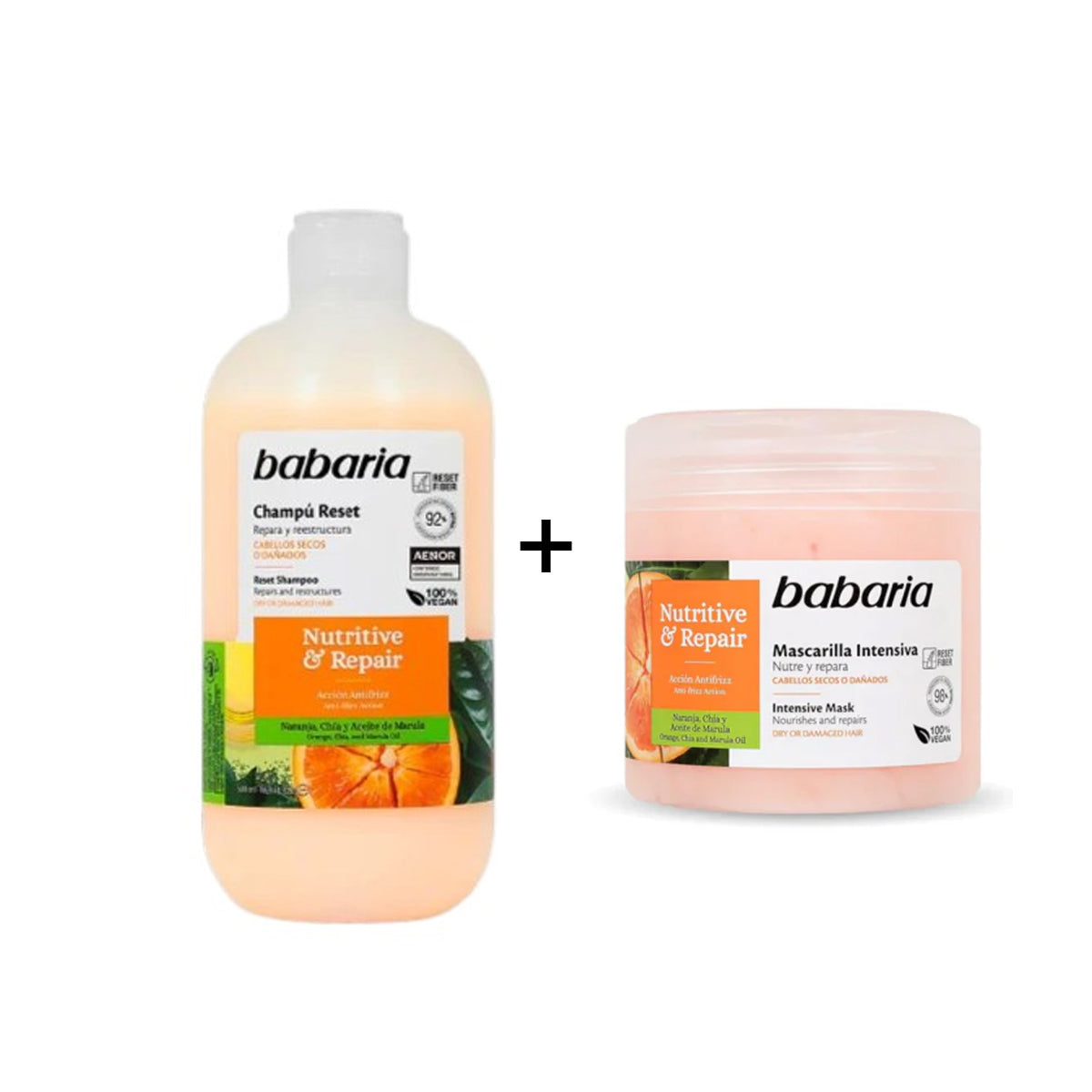 Babaria Reset Nutritive & Repair Shampoo 500ml + Babaria Nutritive & Repair Intensive Mask 400ml Offer Babaria Reset Nutritive & Repair Shampoo 500ml + Babaria Nutritive & Repair Intensive Mask 400ml Offer