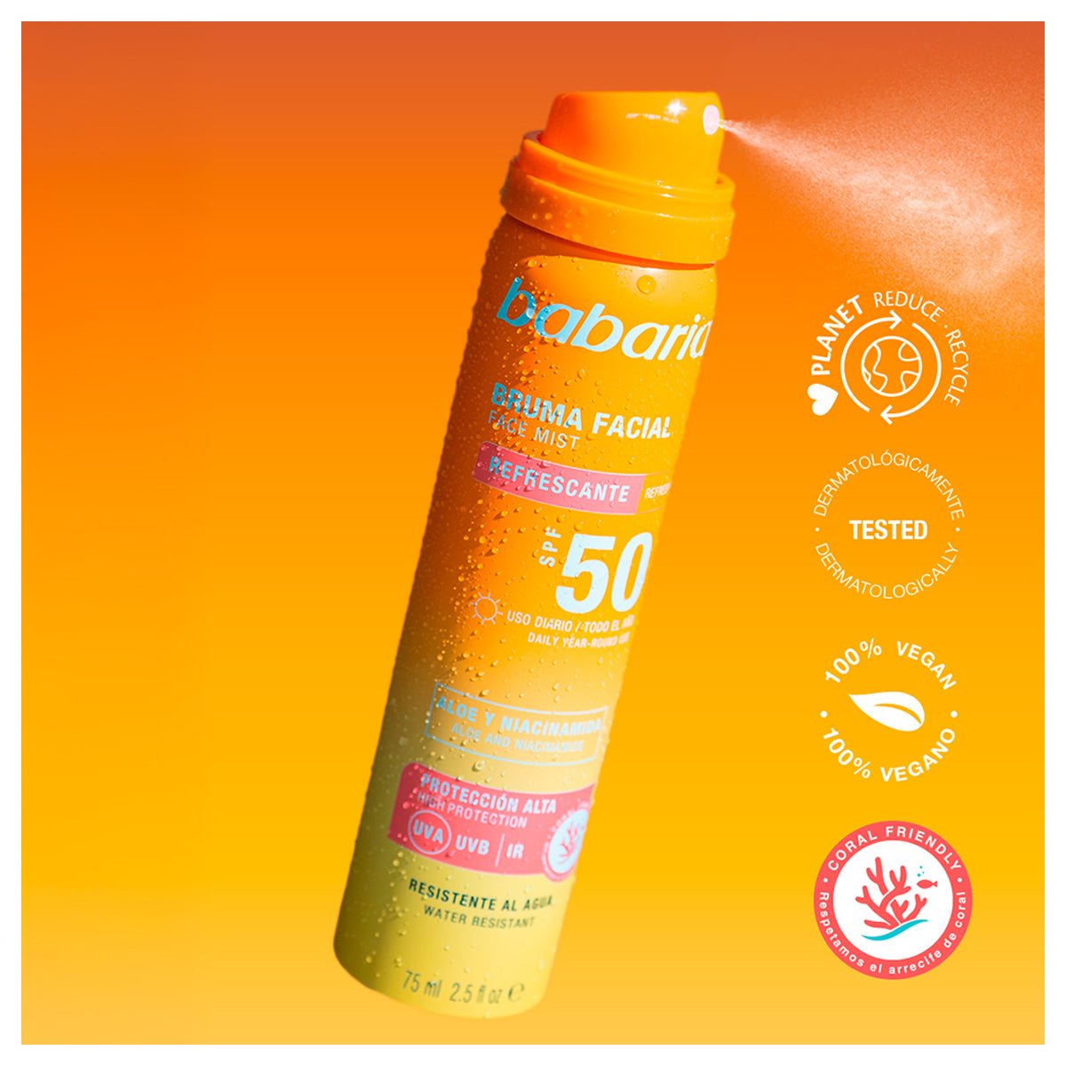 Babaria Sunscreen Facial Mist Spf50 Spray 75ml Babaria Sunscreen Facial Mist Spf50 Spray 75ml