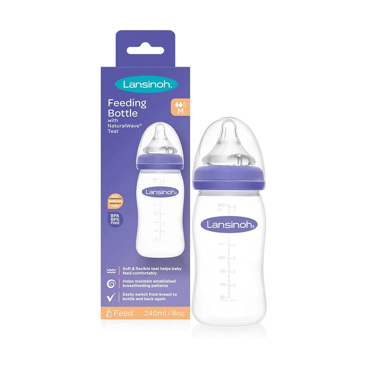 Lansinoh Baby Feeding Bottles 240ML With Naturalwave® Teat Lansinoh Baby Feeding Bottles 240ML With Naturalwave® Teat