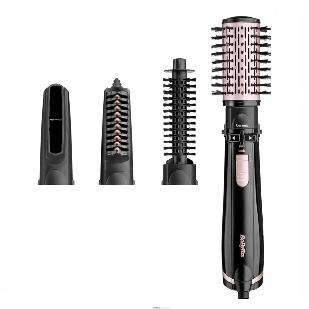 Babyliss Brush & Style Rotating Hot Air Brush Set 1000w Black 5-piece For Styling