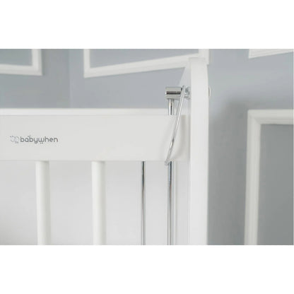 Babywhen Rocking Mother Side Crib With Wheels - White (Bw 1090)