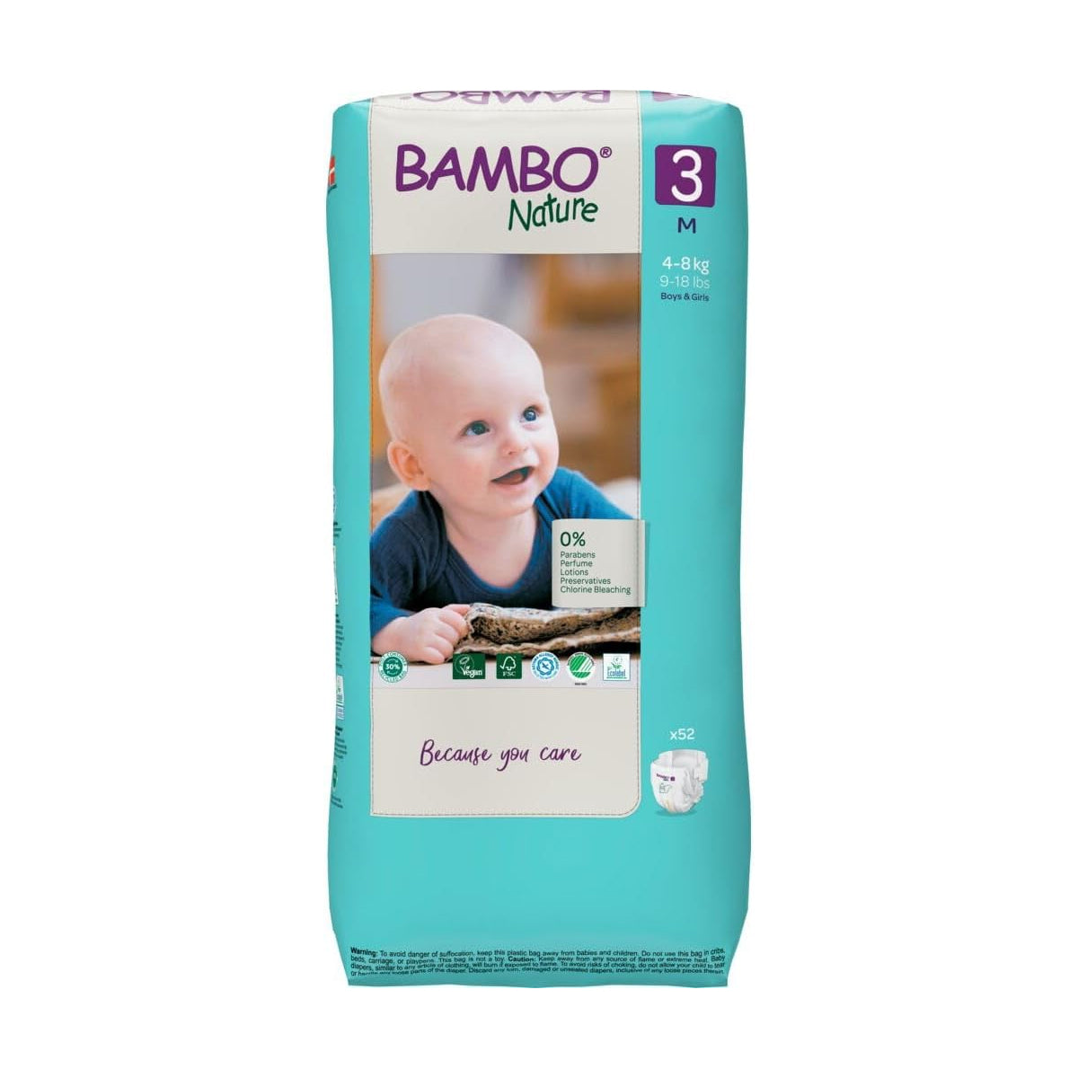 بامبو (مقاس 3، 4-8 كجم، 52 حفاضة طبيعية) بامبو (مقاس 3، 4-8 كجم، 52 حفاضة طبيعية)