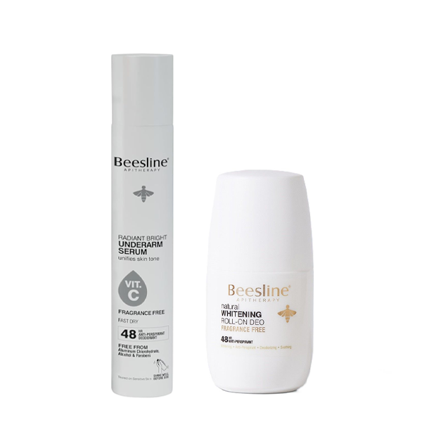 Beesline Radiant Bright Underarm Serum Fragrance Free 150ml + Deodorant Roll On Fragrance Free Effective 48 Hr 50 Ml