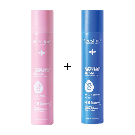 Beesline Radiant Bright Underarm Serum Jouri Rose 48hr 150ml + Beesline Radiant Bright Underarm Serum Instant Bright 48h 150ml Offer
