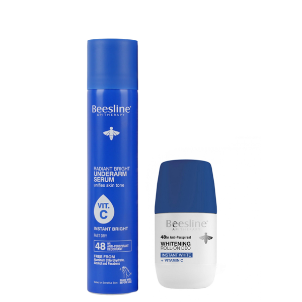 Beesline Radiant Bright Underarm Whitening Serum Instant Bright 150 ml + Beesline Whitening Roll On Deo Instant White 50 ml