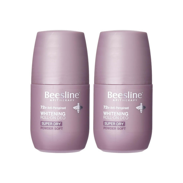 Beesline Whitening Roll On Deo Super Dry Powder Soft 2x50ml (1+1 Free)