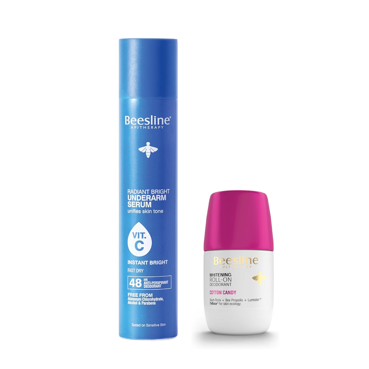Beesline Radiant Bright Underarm Whitening Serum Instant Bright 150 ml + Beesline Whitening Roll-on Deodorant Cotton Candy 50ml