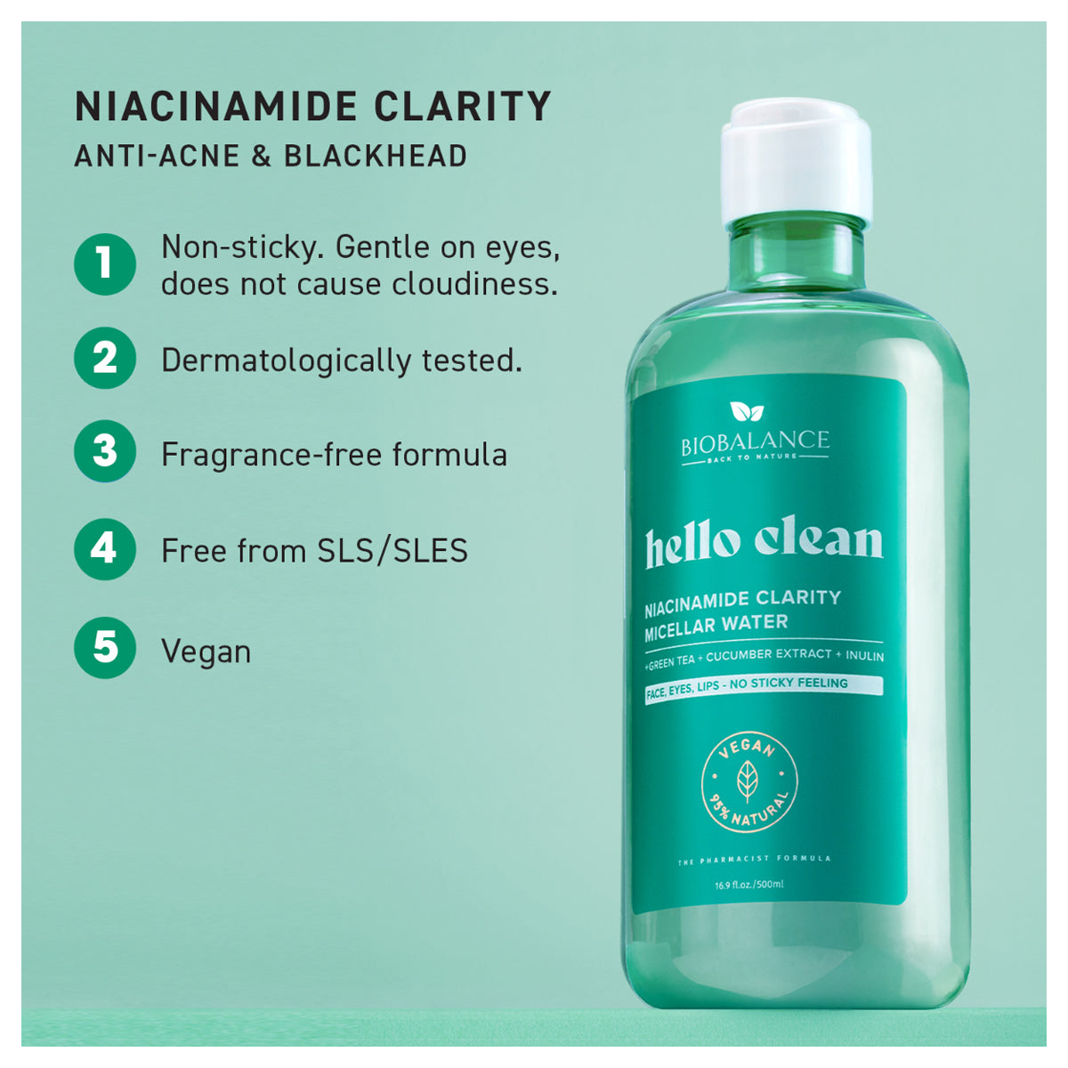 Bio Balance Hello Clean Niacinamide Clarity Micellar Water 500ml Bio Balance Hello Clean Niacinamide Clarity Micellar Water 500ml