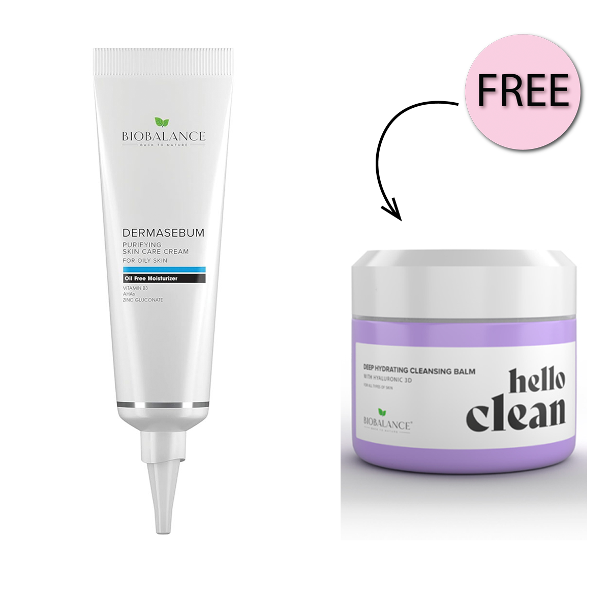 Bio Balance Dermasebum Purifying Skin Care Cream 55ml + Free Hello Clean 100ml Bio Balance Dermasebum Purifying Skin Care Cream 55ml + Free Hello Clean 100ml