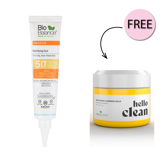Bio Balance Aknsun Mattifying Aqua Fusion Dry Touch 50+spf 40ml + Free Hello Clean 100ml