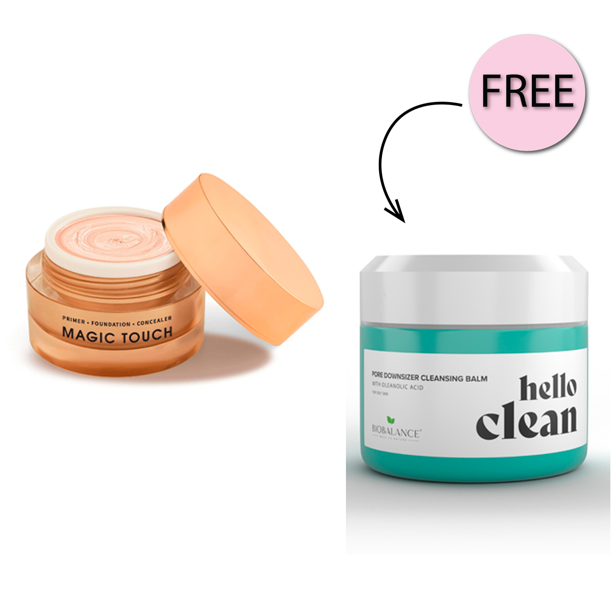 Bio Balance Magic Touch Foundation, Primer And Concealer Light 30ml + Free Hello Clean 100ml Bio Balance Magic Touch Foundation, Primer And Concealer Light 30ml + Free Hello Clean 100ml