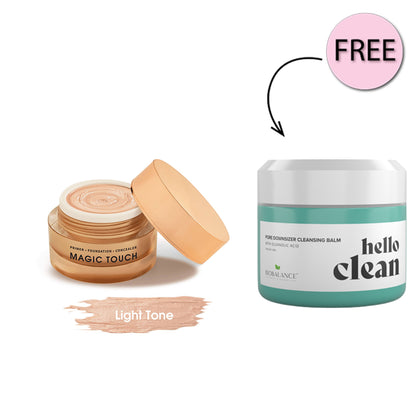 Bio Balance Magic Touch Foundation, Primer And Concealer Light 30ml + Free Bio Balance Hello Clean Pore Downsizer Cleansing Balm With Oleanolic Acid 100ml