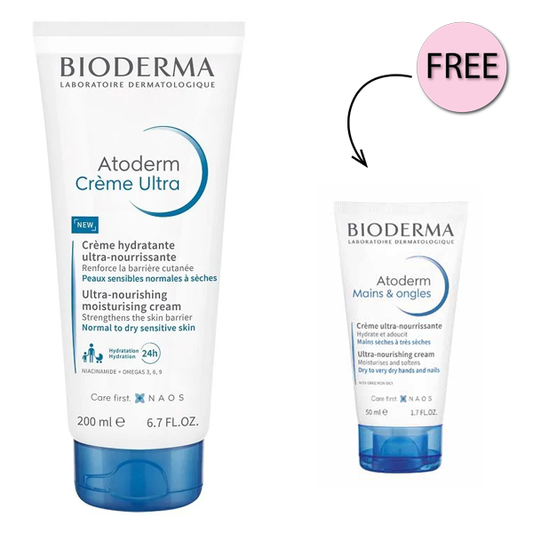 Bioderma Atoderm Creme Ultra-nourishing Cream 200ml Tube + Free Atoderm Hands And Nails Cream 50ml