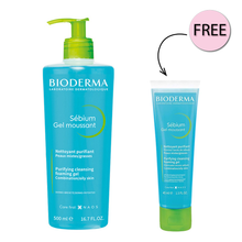 Load image into Gallery viewer, Bioderma Sebium Gel Moussant Purifying Cleansing Foaming Gel 500ml + Free Sebium Gel 45ml