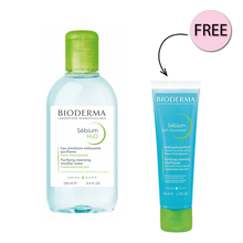 Load image into Gallery viewer, Bioderma Sebium H2o Micelle Solution 250ml Bioderma Sebium Gel Moussant Actif (Salicylic Acid + Glycolic Acid) 200ml + Free Sebium Gel 45ml