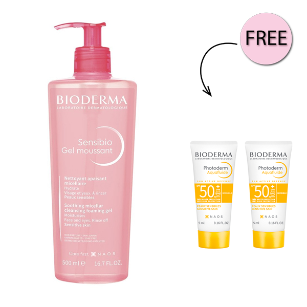جل بيوديرما سينسيبيو جل موسانت رغوي منظف ومهدئ ٥٠٠ مل + ٢ فوطوديرم أكوافلويد ٥ مل مجاناً جل بيوديرما سينسيبيو جل موسانت رغوي منظف ومهدئ ٥٠٠ مل + ٢ فوطوديرم أكوافلويد ٥ مل مجاناً