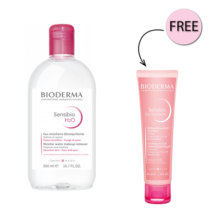 Bioderma Sensibio H2o Makeup Removing Cap 500ml + Free Sensibio Gel 45ml