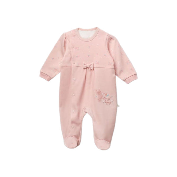 Biorganic Always Happy Long Sleeve Pink Romper