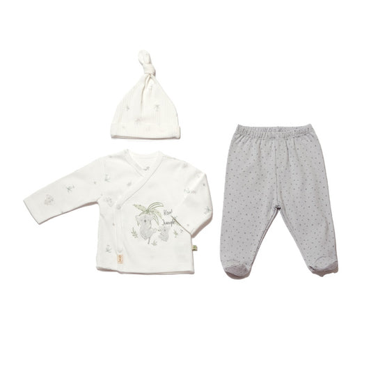 Biorganic Koala Jungle Baby Side Snap Shirt Baby Set 3 Pcs Grey