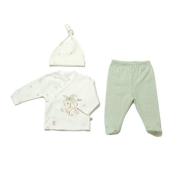 Biorganic Koala Jungle Baby Side Snap Shirt Baby Set 3 Pcs Mint