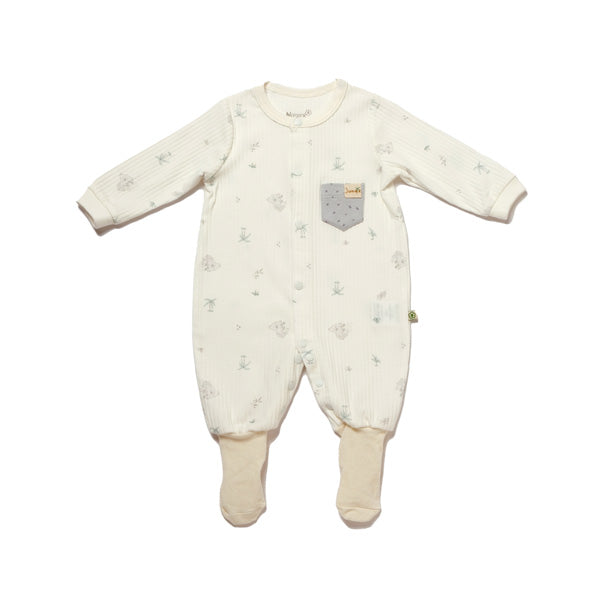 Biorganic Koala Jungle Romper With Feet Grey