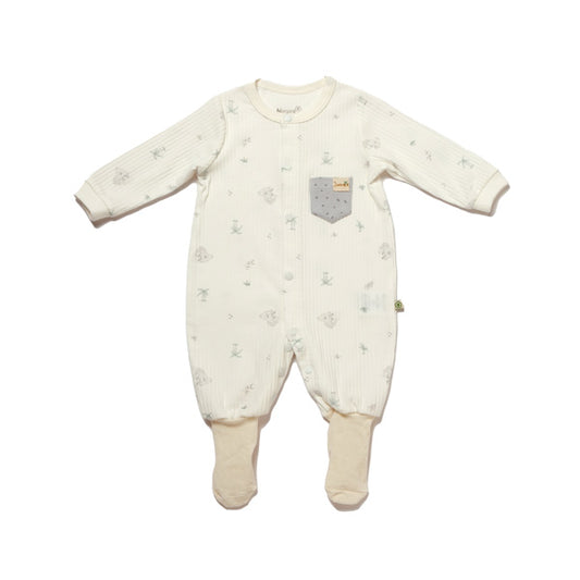 Biorganic Koala Jungle Romper With Feet Grey