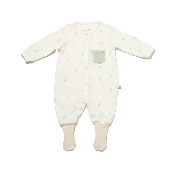 Biorganic Koala Jungle Romper With Feet Mint