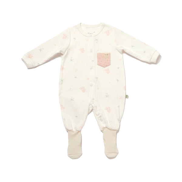 Biorganic Koala Jungle Romper With Feet Pink