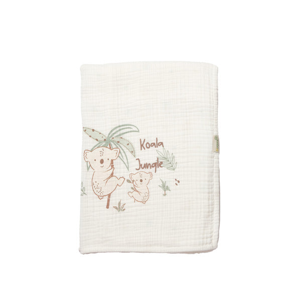 Biorganic Koala Jungle Blanket Muslin Grey (Size 88*110)
