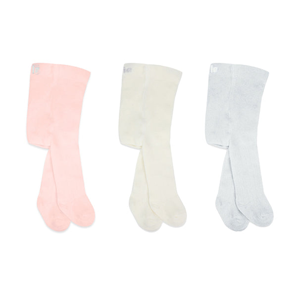 Bistyle 3-pairs Combed Cotton Long Socks (0-6) M (Pink, Grey, Beige)