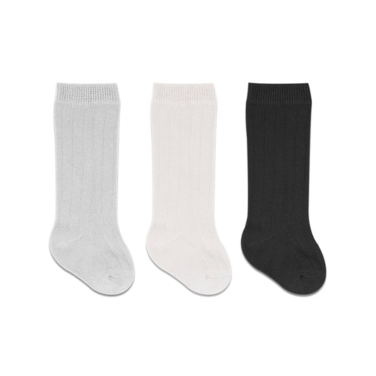 Bistyle 3-pairs Knee Socks (Black, Grey, Beige)