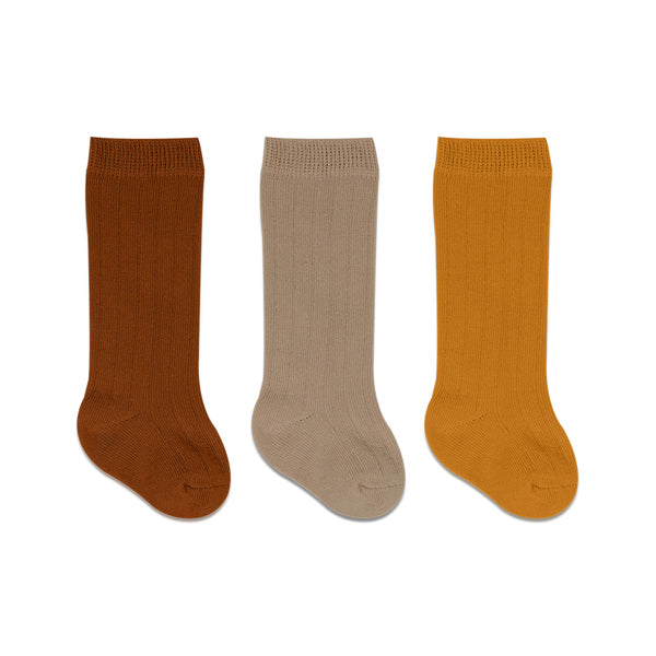 Bistyle 3-pairs Knee Socks (Orange, Brown, Yellow)