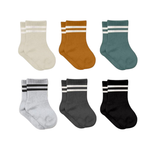 Bistyle 6-pairs Combed Circlip Quarter Socks Colored