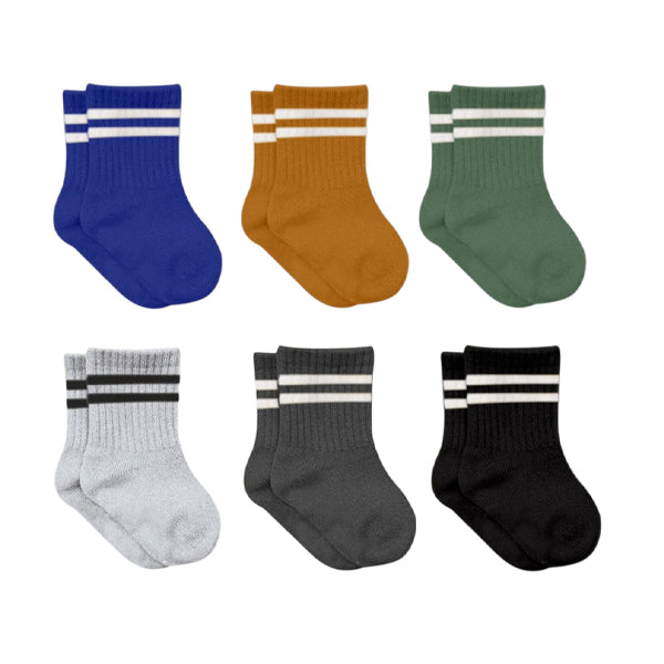 Bistyle 6-pairs Combed Circlip Quarter Socks Colored