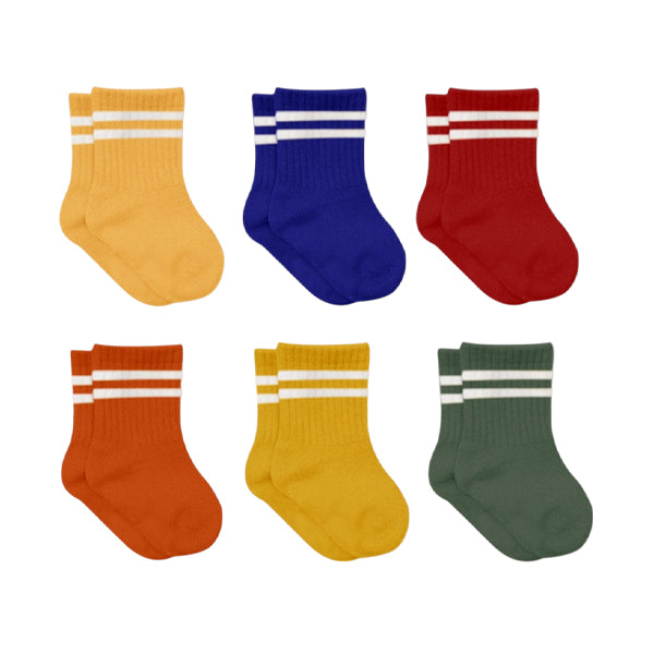 Bistyle 6-Pairs Combed Circlip Quarter Socks Colored