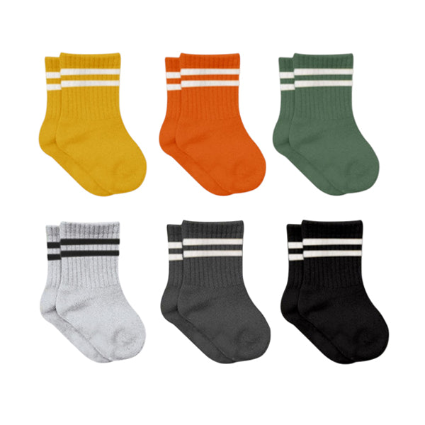 Bistyle 6-Pairs Combed Circlip Quarter Socks Colored