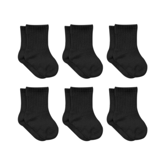 Bistyle 6-pairs Combed Flat Quarter Socks Black