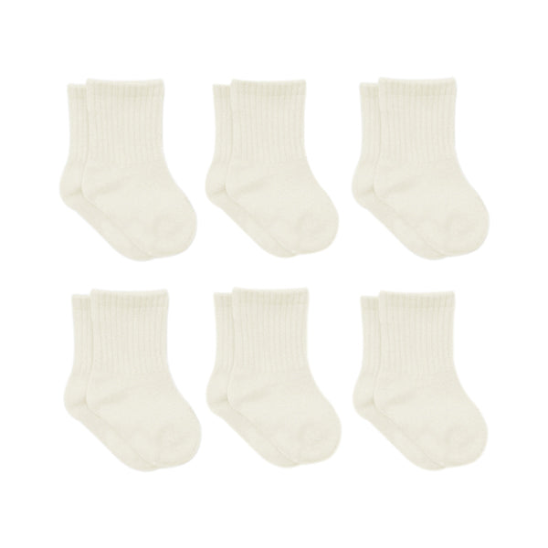 Bistyle 6-pairs Combed Flat Quarter Socks Beige