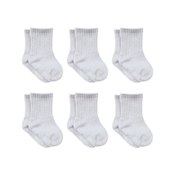  Bistyle 6-pairs Combed Flat Quarter Socks Grey