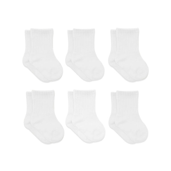 Bistyle 6-pairs Combed Flat Quarter Socks White