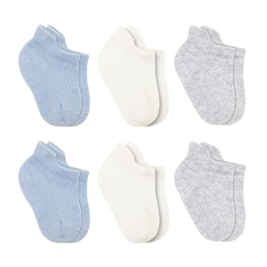 Bistyle 6-pairs Combed Liner Socks (Blue, Grey, Beige)