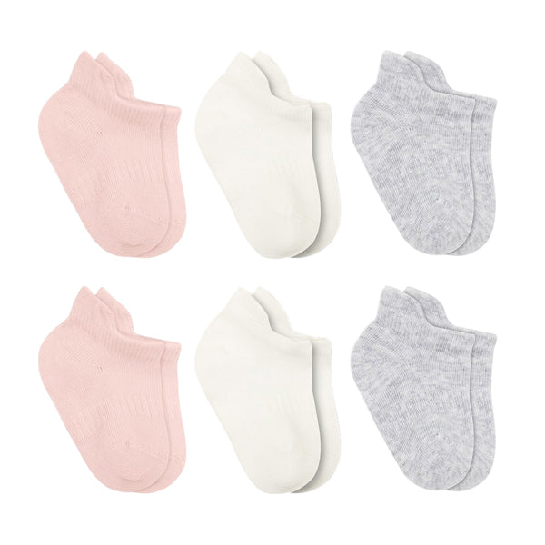 Bistyle 6-pairs Combed Liner Socks (Pink, Grey, Beige)