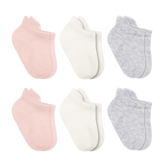 Bistyle 6-pairs Combed Liner Socks (Pink, Grey, Beige)